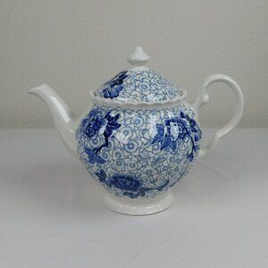 Johnson Brothers Lotus Blue Fine China Floral Swirl Rim Teapot Lid Vintage 1979
